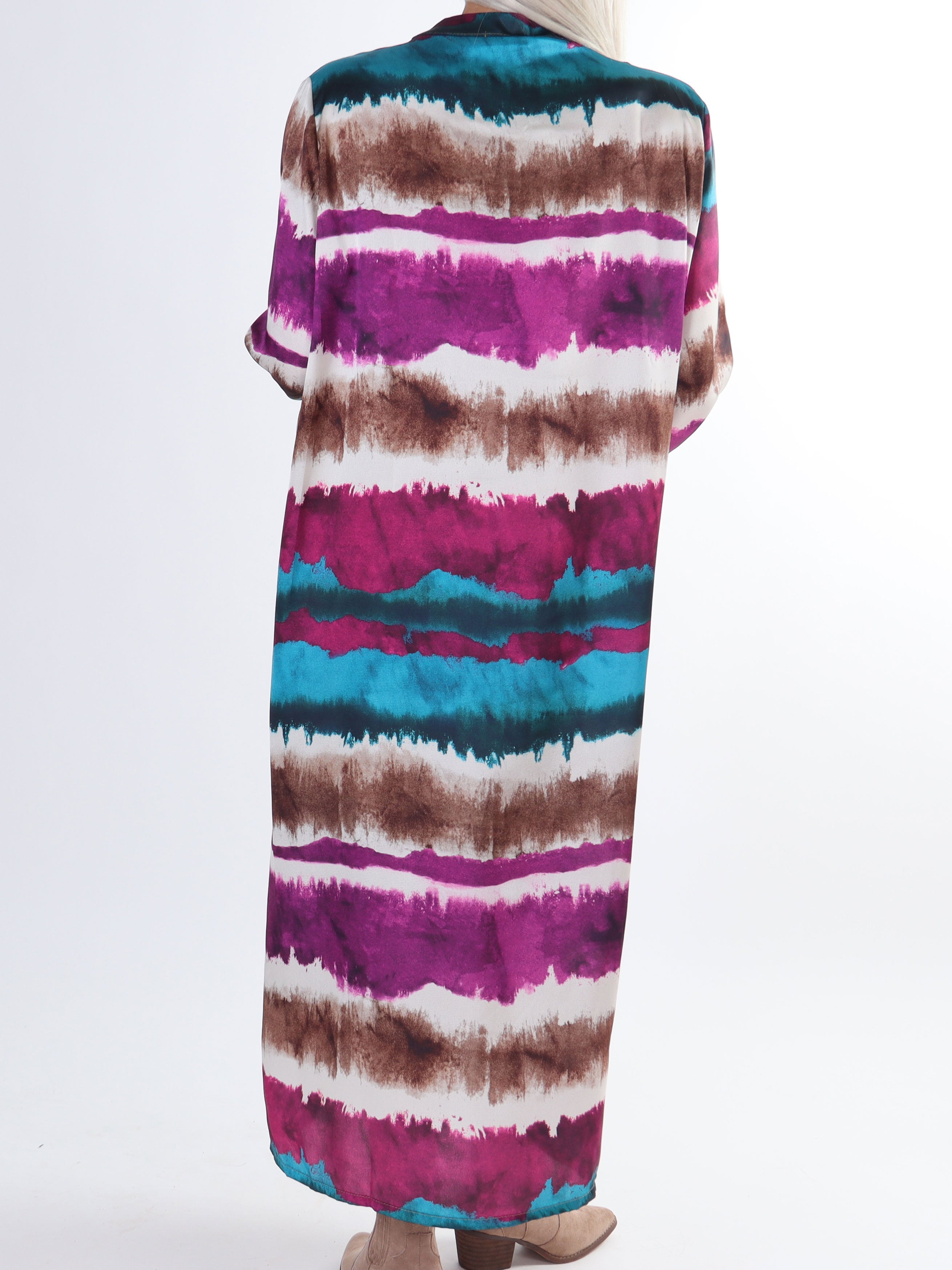 Merina - Lång plus size klänning i batikmönster